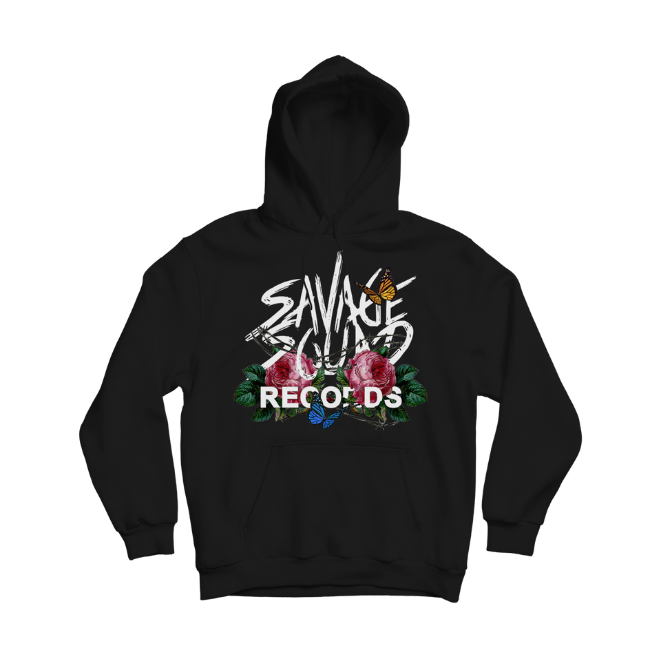 Floral Logo Hoodie - Black