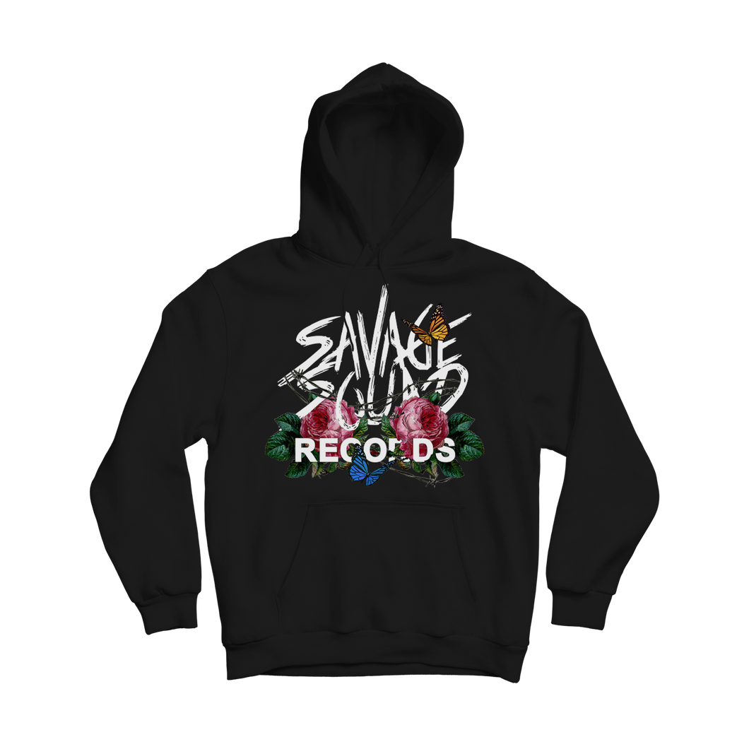 Floral Logo Hoodie - Black
