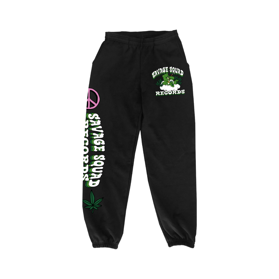 420 SMOKER BEAR SWEATPANTS - BLACK
